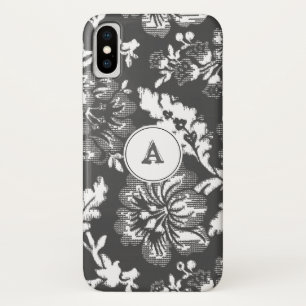  Floral Grey en White print met monogram Case-Mate iPhone Case