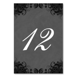 Floral Grey en Zwart Receptie Tafelnummer Kaarten
