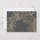 Floral Grey Iron Ore Gold Elegant Pampas Wedding RSVP Kaartje (Achterkant)