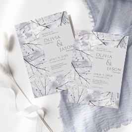 Floral Grey Lavender Waterverf Kaart