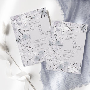 Floral Grey Lavender Waterverf Kaart