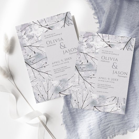 Floral Grey Lavender Waterverf Kaart