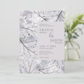 Floral Grey Lavender Waterverf Kaart (Staand voorkant)