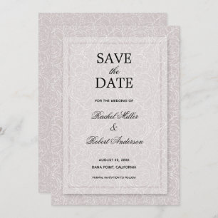 Floral Grey Lila Save The Date