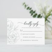  Floral Grey Modern Wedding RSVP Kaartje (Staand voorkant)