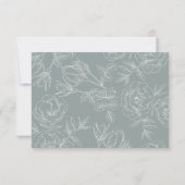  Floral Grey Modern Wedding RSVP Kaartje (Achterkant)
