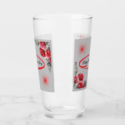 Floral Grey & Red Happy Moederdag | Glas (Links)