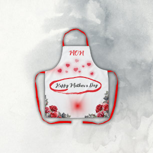 Floral Grey & Red Happy Moederdag   Schort