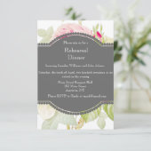 Floral Grey Rehearsal Dinner Invitations Kaart (Staand voorkant)