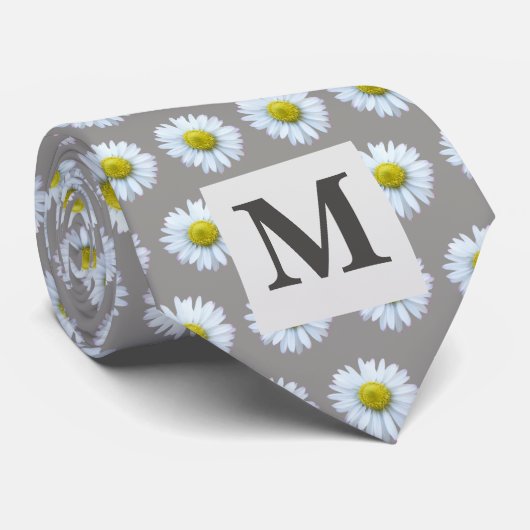 Floral Grey Stropdas (Opgerold)