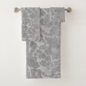 Floral Grey textuur Damask Bad Handdoek (Insitu)