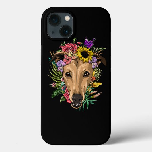 Floral Greyhound Botanical Plant Flower Animal Pet Case-Mate iPhone Case (Achterkant)