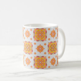 Floral Grid Ceramic Mug Koffiemok