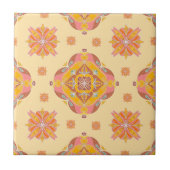 Floral Grid Ceramic Tile Tegeltje (Voorkant)