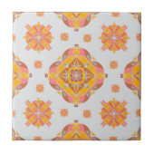 Floral Grid Ceramic Tile Tegeltje (Voorkant)