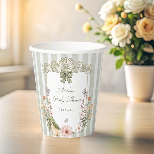 Floral  grillig Baby shower Papieren Bekers