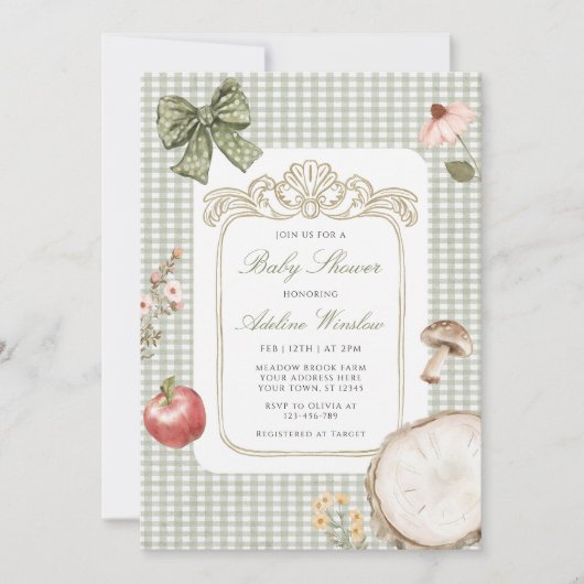 Floral  grillig salie Baby shower Kaart (Voorkant)