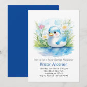 Floral grillige eendenjongen Baby shower Kaart (Voorkant / Achterkant)