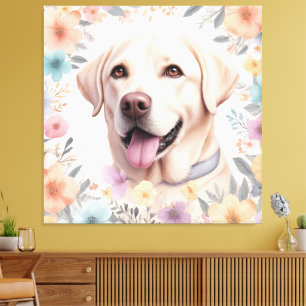 Floral grillige labrador retriever illustratie canvas afdruk