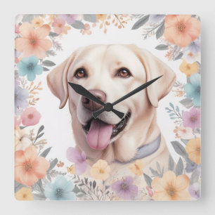 Floral grillige labrador retriever illustratie vierkante klok