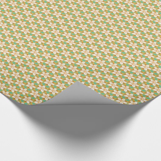  Floral groen en geel Jonquil patroon Cadeaupapier (Hoek)