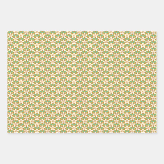  Floral groen en geel Jonquil patroon Inpakpapier Vel (Voorkant 2)