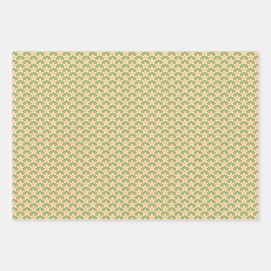 Floral groen en geel Jonquil patroon Inpakpapier Vel (Voorkant)