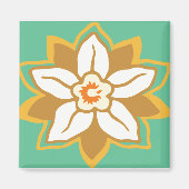  Floral groen en geel Jonquil patroon Magneet (Voorkant)