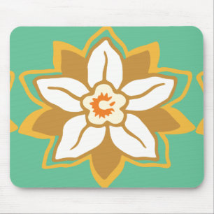  Floral groen en geel Jonquil patroon Muismat