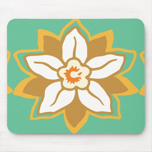 Floral groen en geel Jonquil patroon Muismat (Voorkant)