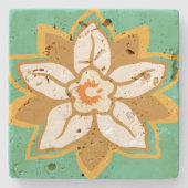  Floral groen en geel Jonquil patroon Stenen Onderzetter (Voorkant)