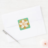  Floral groen en geel Jonquil patroon Vierkante Sticker (Envelop)