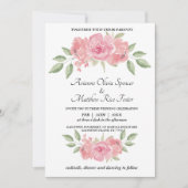 Floral, groen en roze op witte achtergrond kaart (Voorkant)