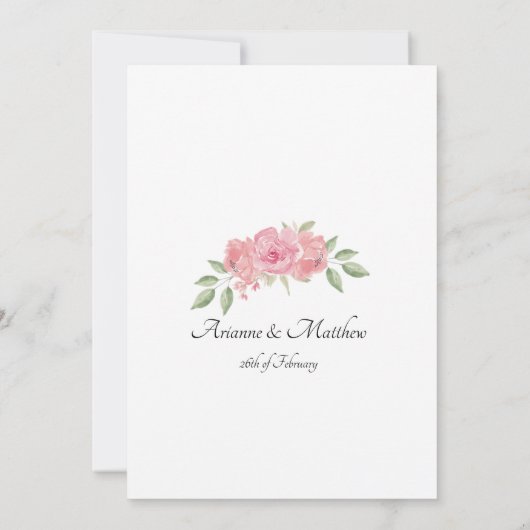 Floral, groen en roze op witte achtergrond kaart (Achterkant)