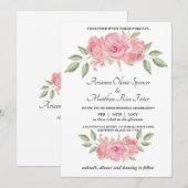 Floral, groen en roze op witte achtergrond kaart (Voorkant / Achterkant)