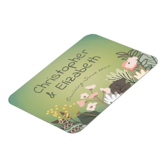 Floral Groen Monogram Cruiseschip Deurzoeker Magneet (Linkerzijde)