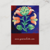 FLORAL, groen rood blauw sinaasappel Visitekaartje (Achterkant)