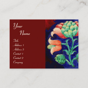 FLORAL, groen rood blauw sinaasappel Visitekaartje