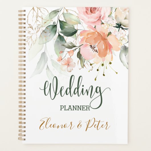 Floral, groenbladerblad Wedding Planner (Voorkant)