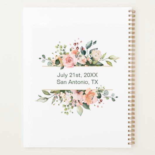 Floral, groenbladerblad Wedding Planner (Achterkant)