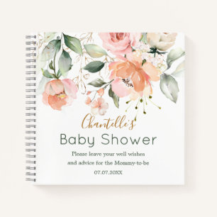 Floral, groene bladeren Baby shower Spiral noteboo Notitieboek