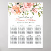 Floral, groene bruiloft 8 Tables Zitkaart Poster (Voorkant)