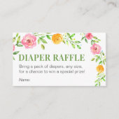 Floral Groene Luier Raffle Ticket Baby shower Informatiekaartje (Voorkant)
