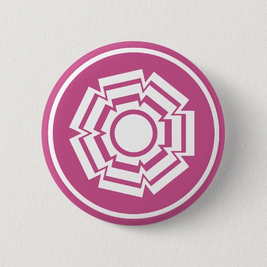 Floral Groove Button, Magenta Ronde Button 5,7 Cm (Voorkant)