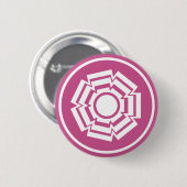 Floral Groove Button, Magenta Ronde Button 5,7 Cm (Voorkant /achterkant)
