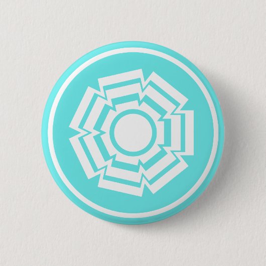 Floral Groove Button, Turquoise Ronde Button 5,7 Cm (Voorkant)