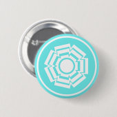 Floral Groove Button, Turquoise Ronde Button 5,7 Cm (Voorkant /achterkant)