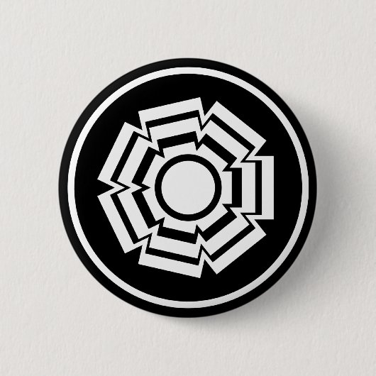 Floral Groove Button, zwart Ronde Button 5,7 Cm (Voorkant)
