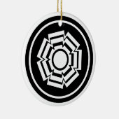 Floral Groove Ornament, zwart en wit Keramisch Ornament (Rechts)