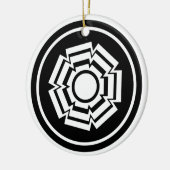 Floral Groove Ornament, zwart en wit Keramisch Ornament (Links)